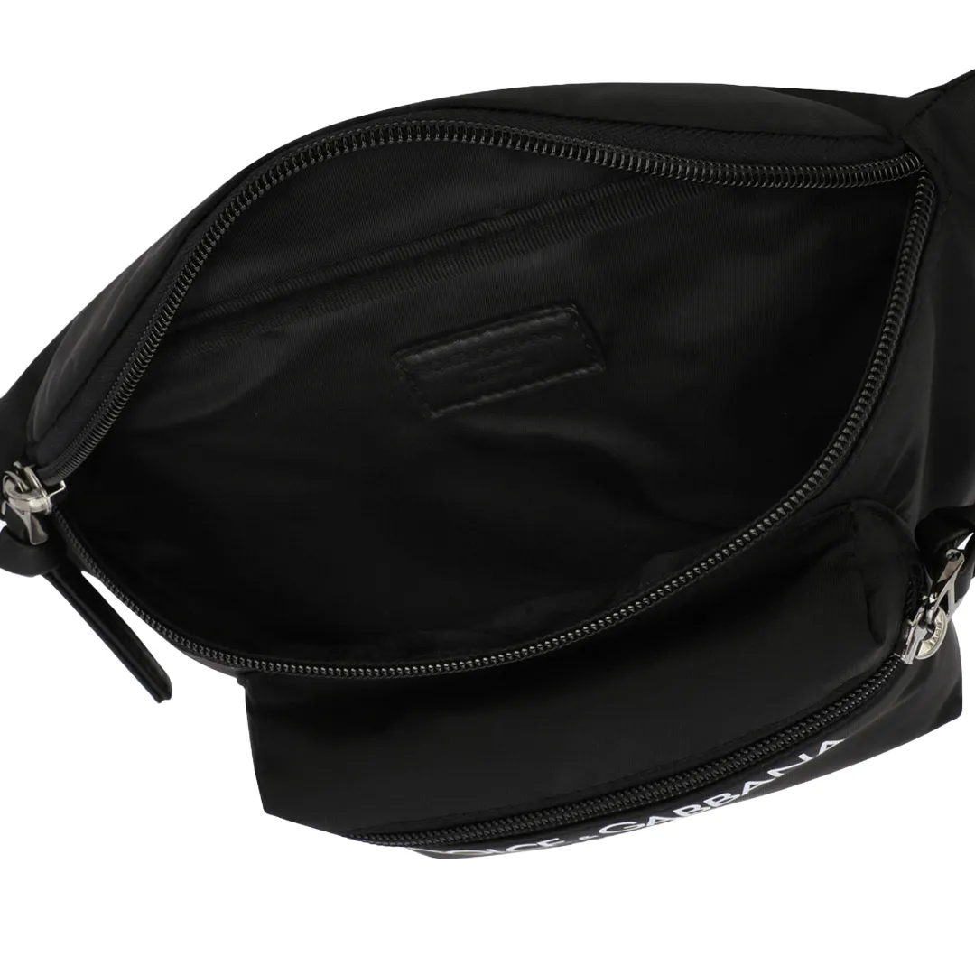 DOLCE & GABBANA KIDS NYLON BELT BAG WITH DOLCE&GABBANA MILANO PRINT