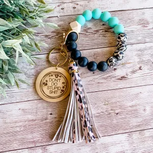 don't do stupid shit wristlet keychain