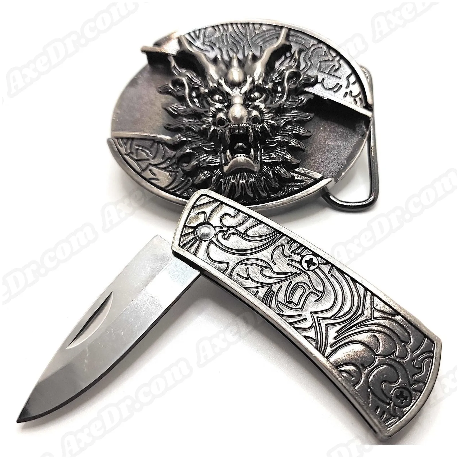 Dragon Head Folding Knife Belt Buckle