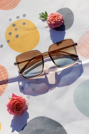 Elegant Square Side Metal Detail Sunglasses