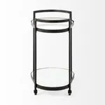 Eleonore Black Metal Frame Two-Tier Bar Cart