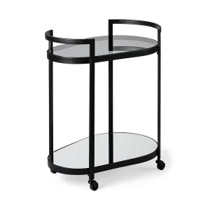 Eleonore Black Metal Frame Two-Tier Bar Cart