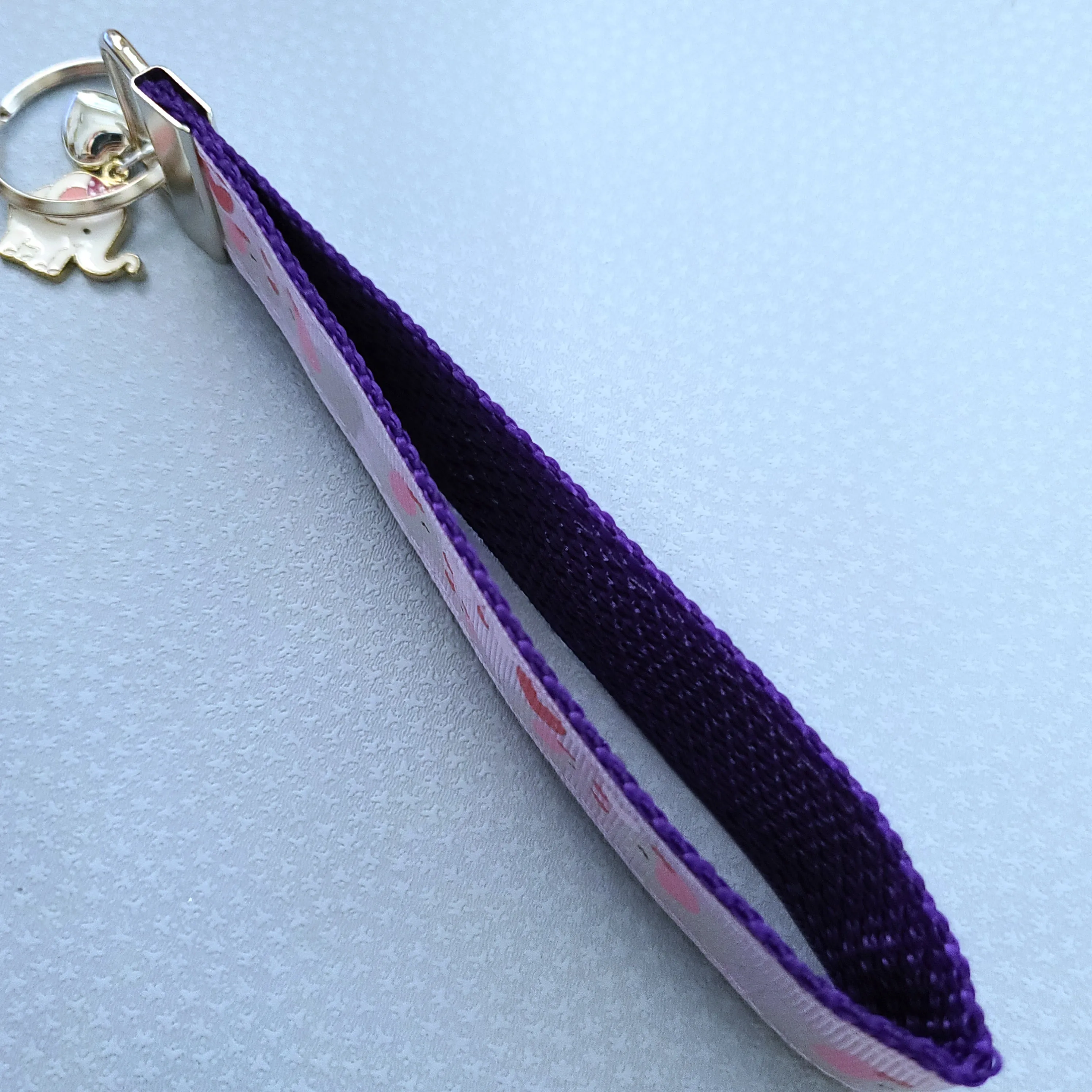 Elephant Mommy & Baby Love Sparkles on Rose Gold Key Chain Fob with Rose Charm