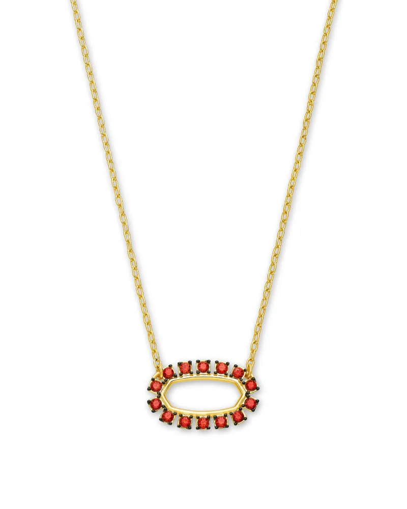 Elisa Gold Open Frame Pendant Necklace In Burgundy Crystal