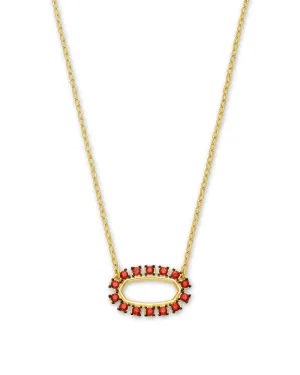 Elisa Gold Open Frame Pendant Necklace In Burgundy Crystal