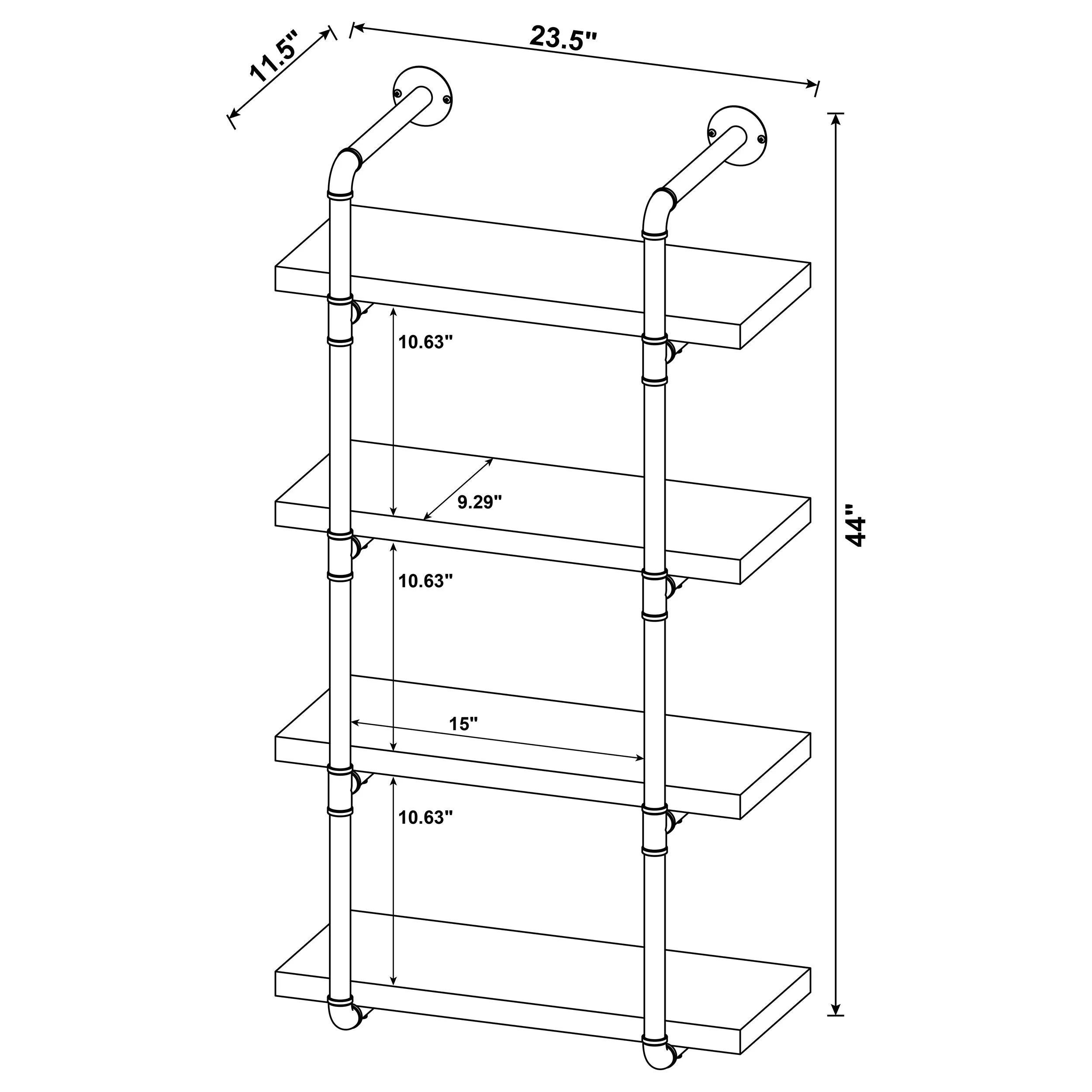 Elmcrest 24-inch 4-shelf Wall Bookshelf Grey Driftwood