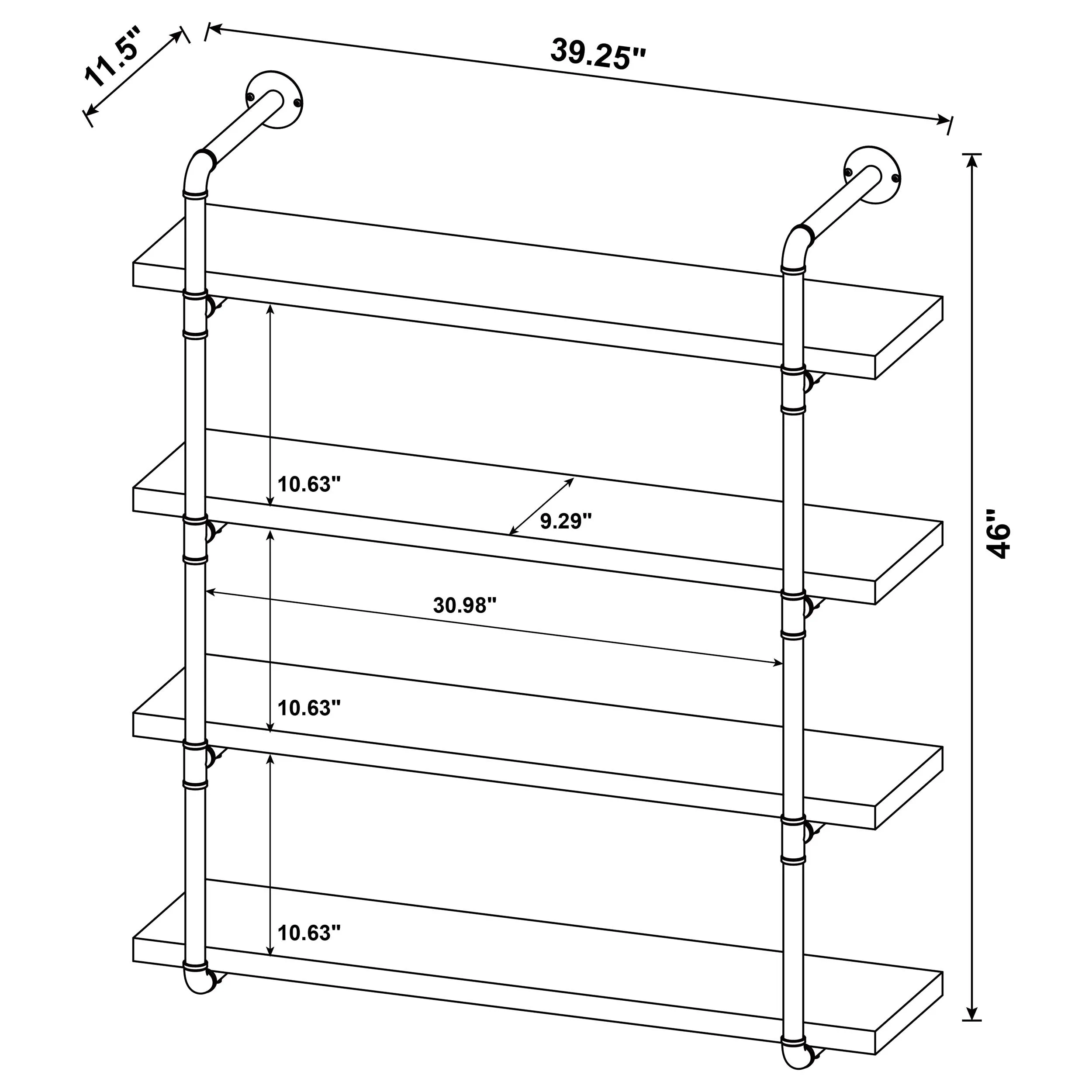 Elmcrest 39-inch 4-shelf Wall Bookshelf Rustic Oak