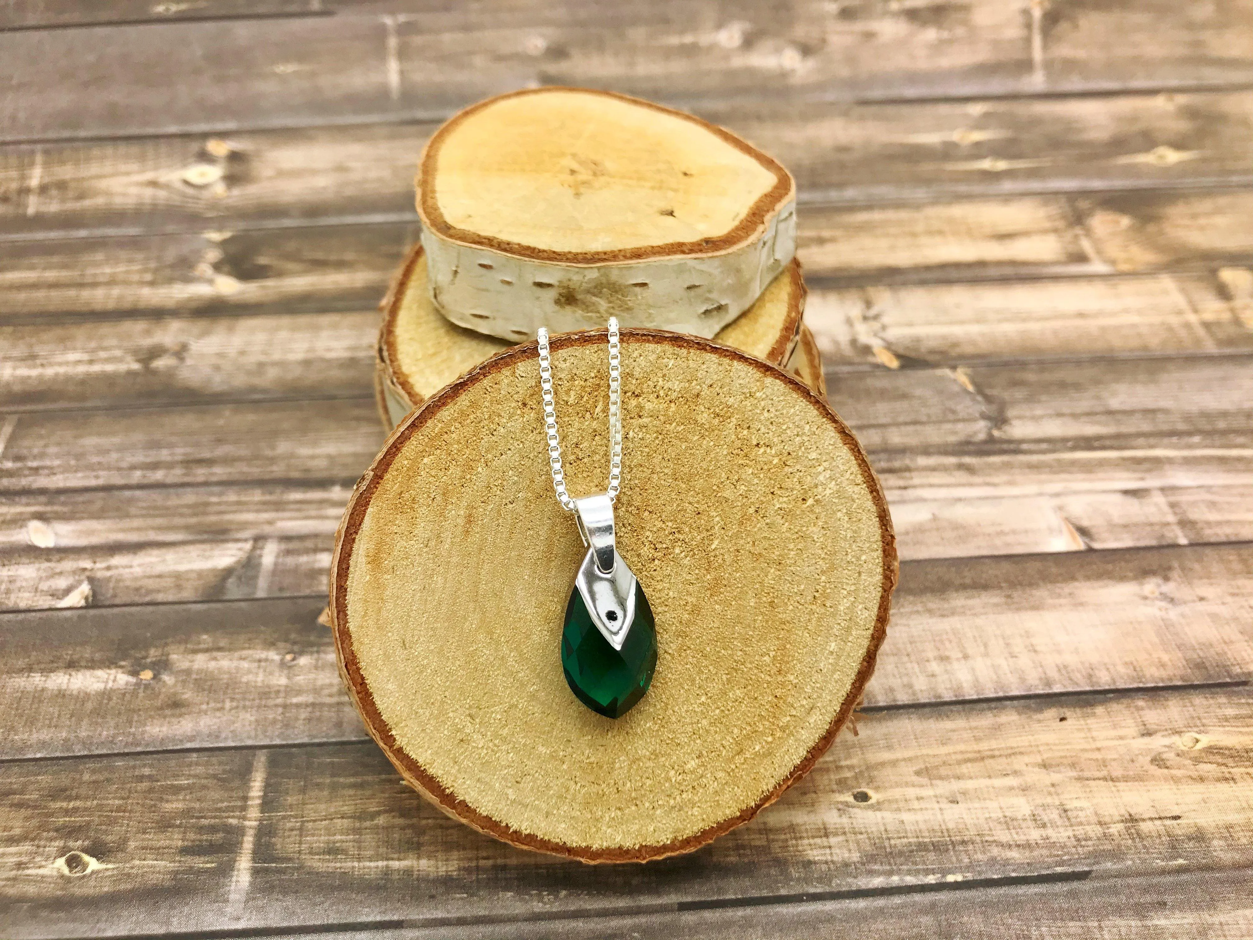 Emerald Crystal Pendant Necklace