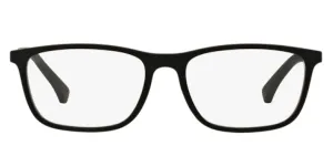 Emporio Armani EA 3069 5063 Rectangle Metal Black Eyeglasses with Logo Stamped Demo Lenses