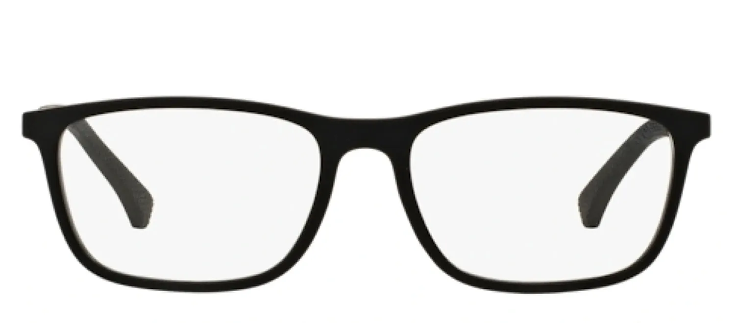 Emporio Armani EA 3069 5063 Rectangle Metal Black Eyeglasses with Logo Stamped Demo Lenses