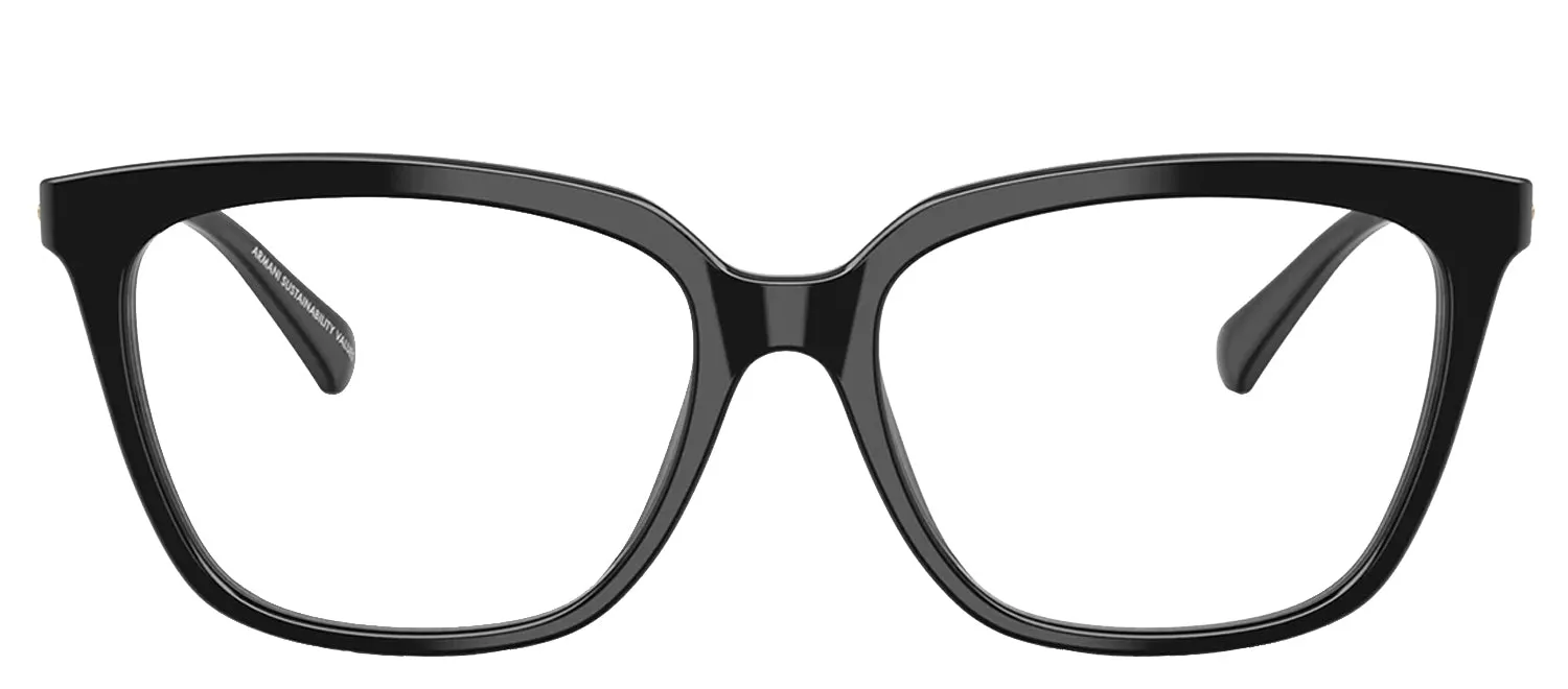 Emporio Armani EA 3248 5017 Cat-Eye Plastic Black Eyeglasses with Logo Stamped Demo Lenses