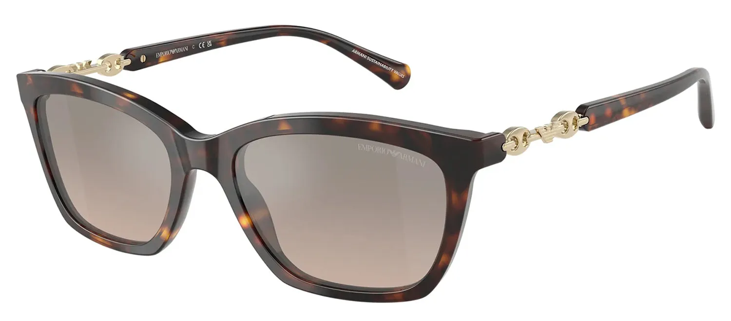 Emporio Armani EA 4238 50266I Cat-Eye Plastic Havana Sunglasses with Brown Mirror Lens