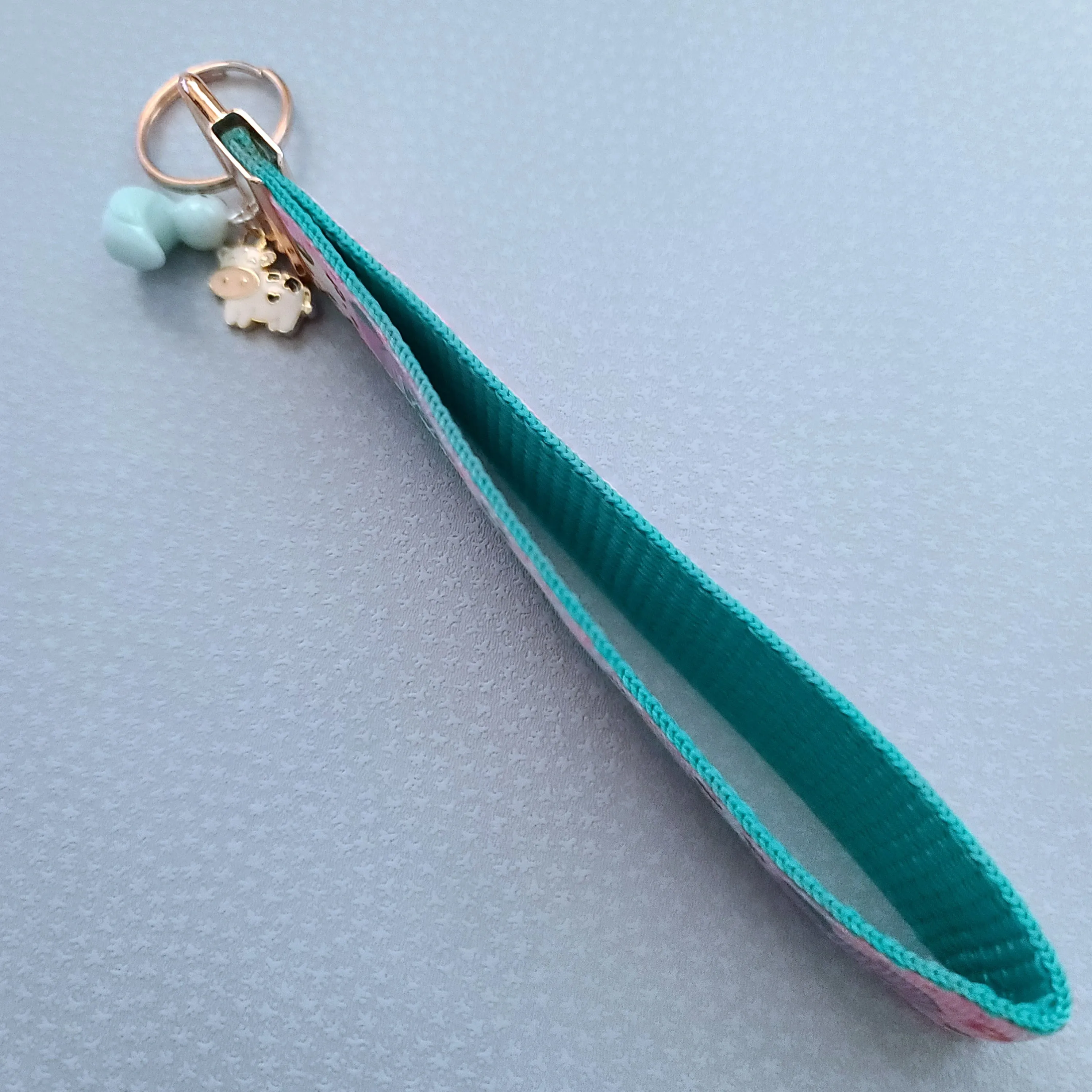 Farm Animals Cuteness Overload on Rose or Yellow Gold Key Chain Fob includes Duck and Cow Charm