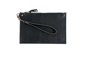FELICITY ZIPPERED CLUTCH WITH WRISTLET LARGE - BLACK BISON