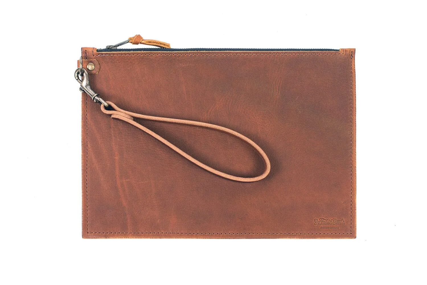 FELICITY ZIPPERED CLUTCH WITH WRISTLET - LARGE - COBALT BISON
