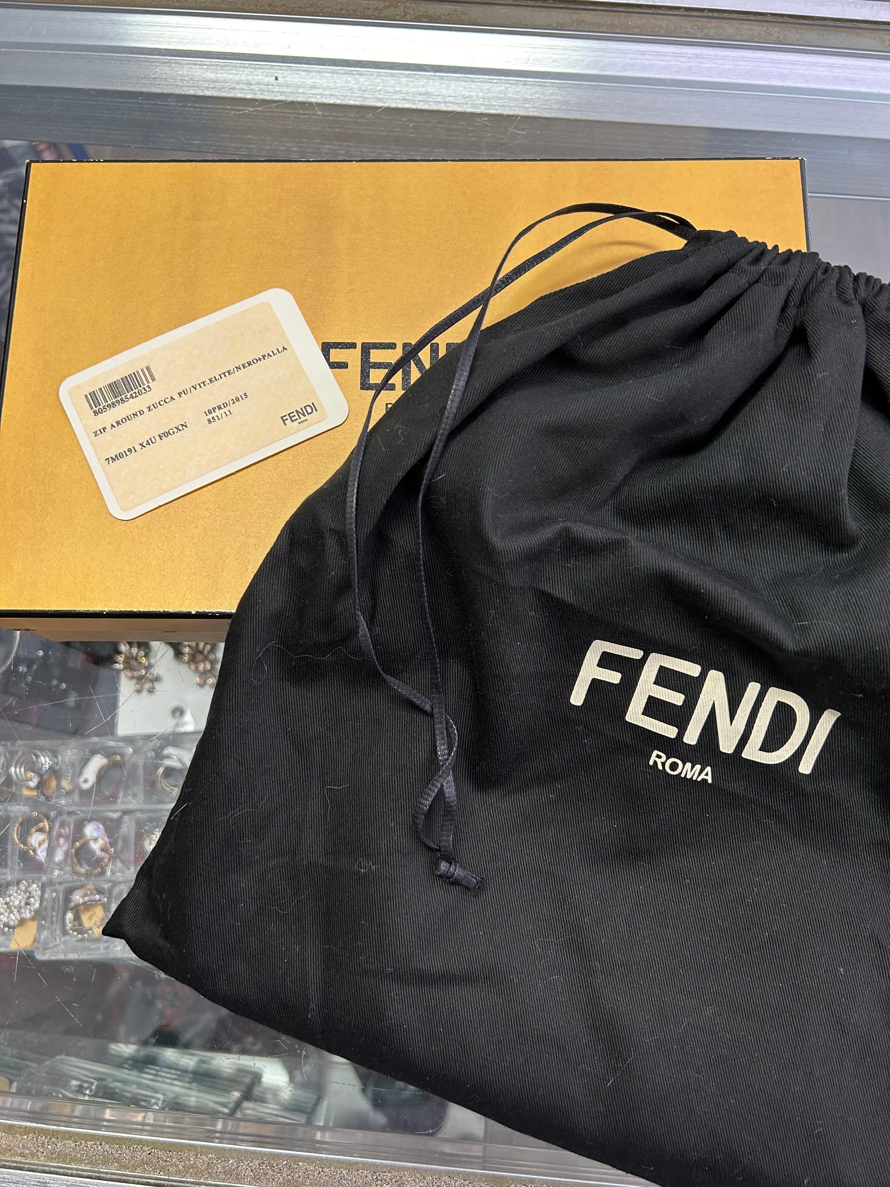 Fendi Zip Around Zucca Black