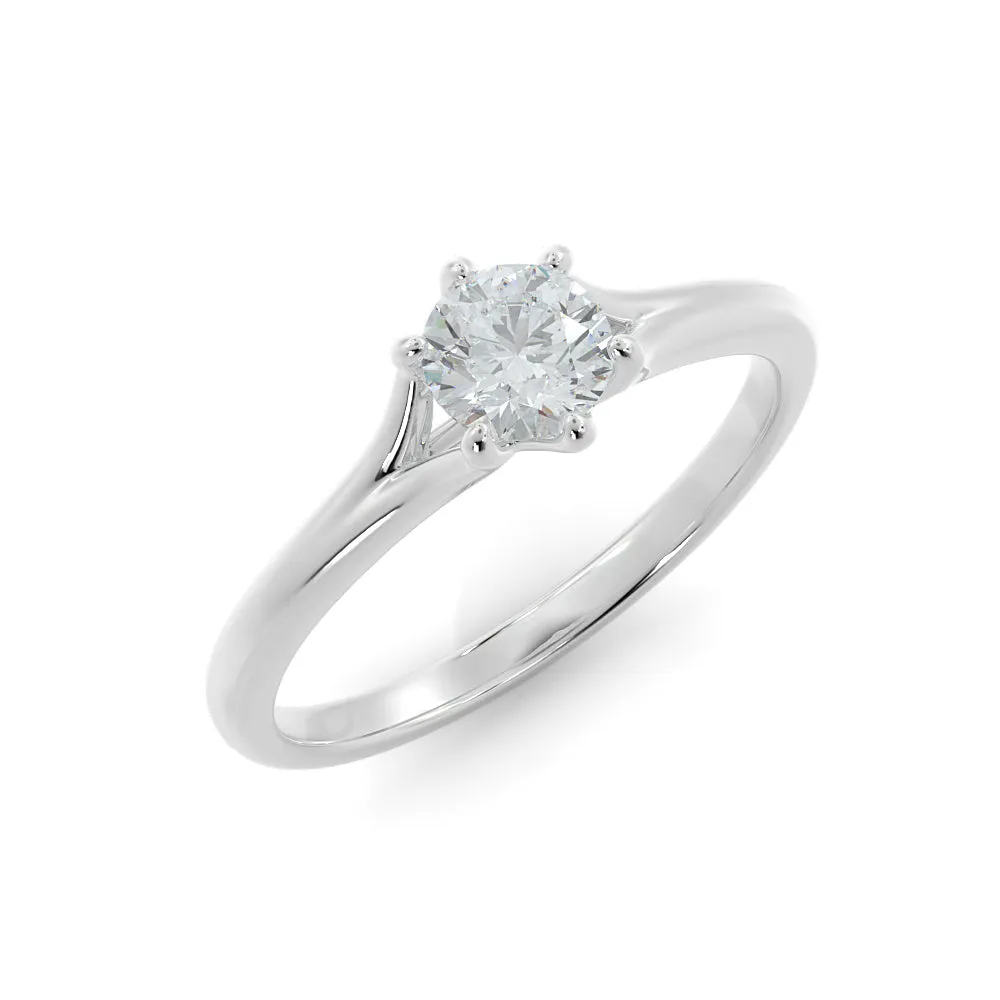 Fiery Light Split shank Natural Round Cut Diamond Engagement Ring