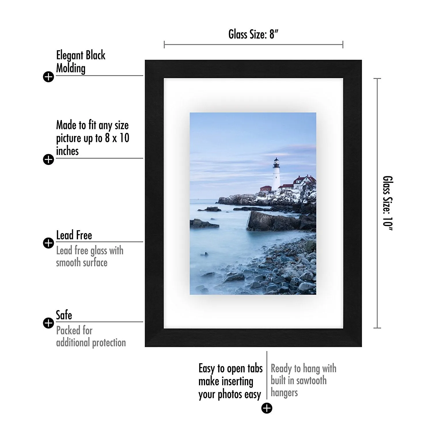 Floating Frame - Modern Picture Frame Designed to Display a Floating Photograph, Black