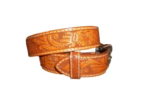 Floral and Basketweave  Tooled Belt