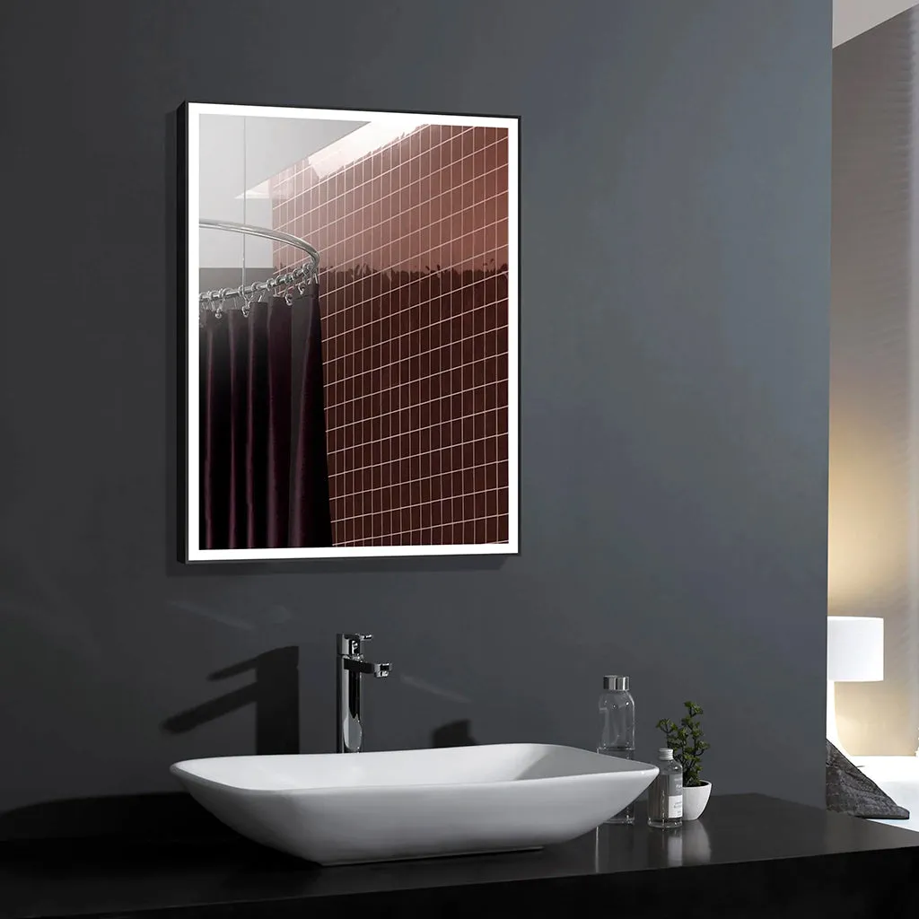 Frame Led Vanity Mirror - Wall Mount - 24" Aluminum/Matt Black