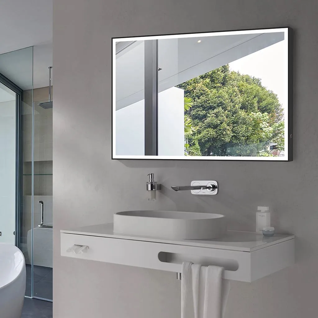 Frame Led Vanity Mirror - Wall Mount - 48" Aluminum/Matt Black