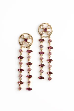 Freestyle Long Pink Tourmaline And Diamonds Earrings