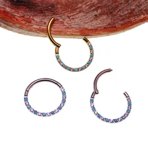Front-Facing 18g Titanium Turquoise & CZ Alternating Clicker