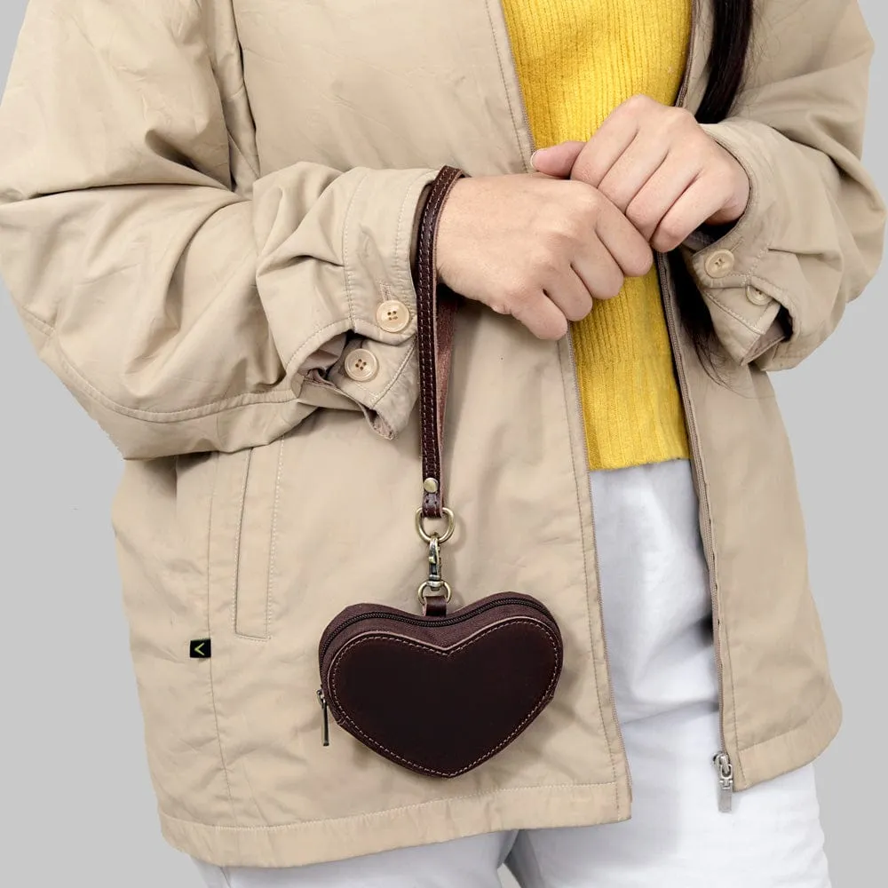 Full Grain Leather Heart Wristlet