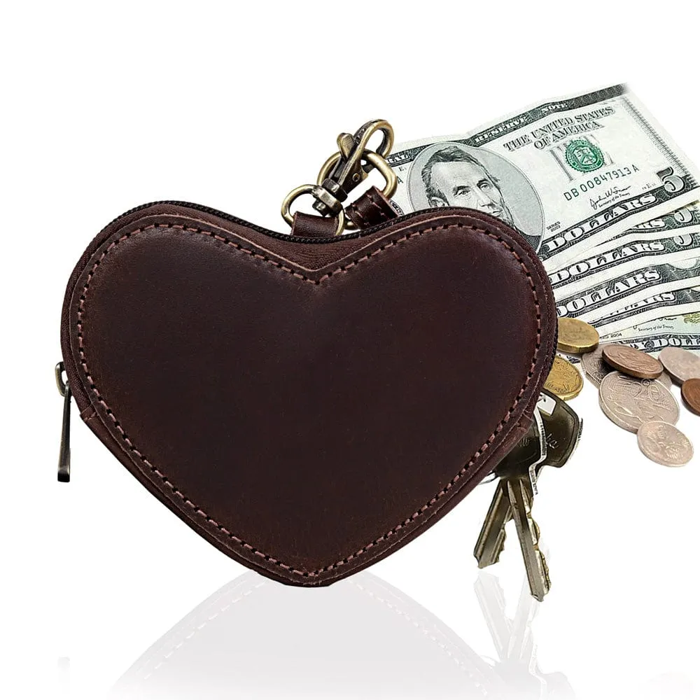 Full Grain Leather Heart Wristlet