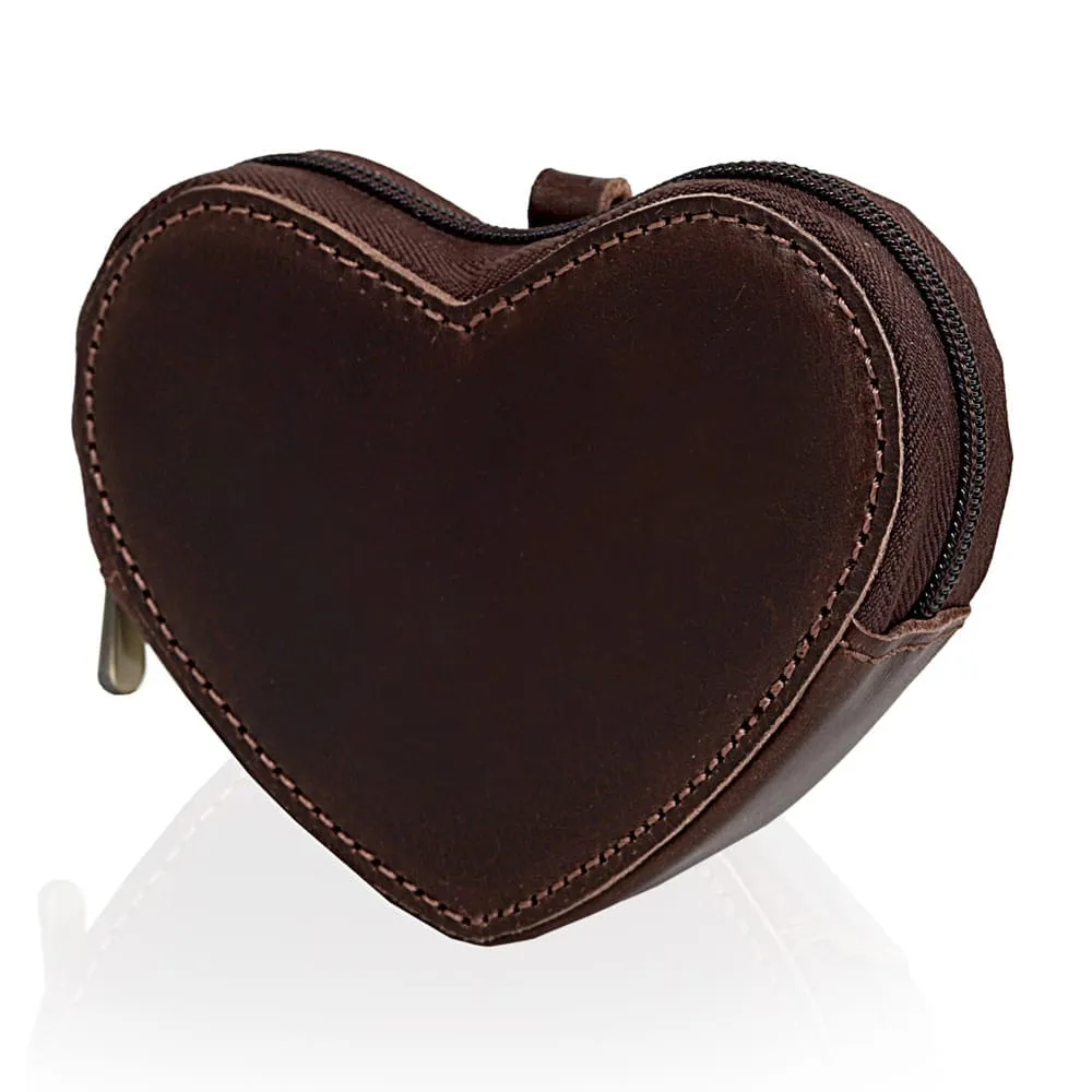 Full Grain Leather Heart Wristlet