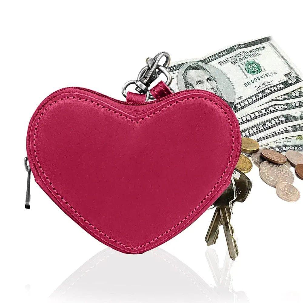 Full Grain Leather Heart Wristlet