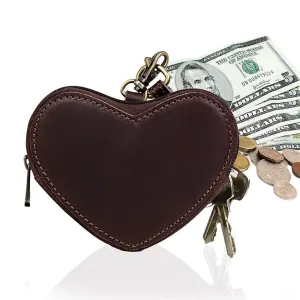 Full Grain Leather Heart Wristlet