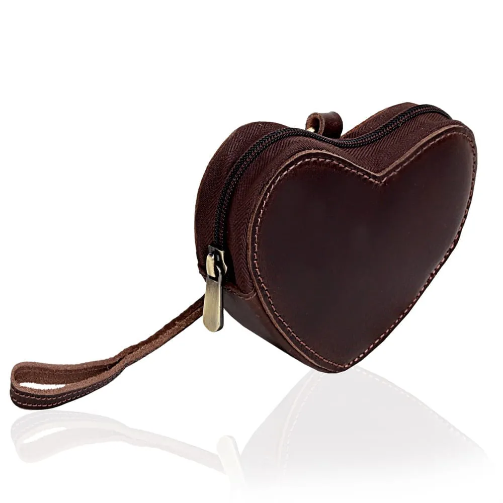 Full Grain Leather Heart Wristlet