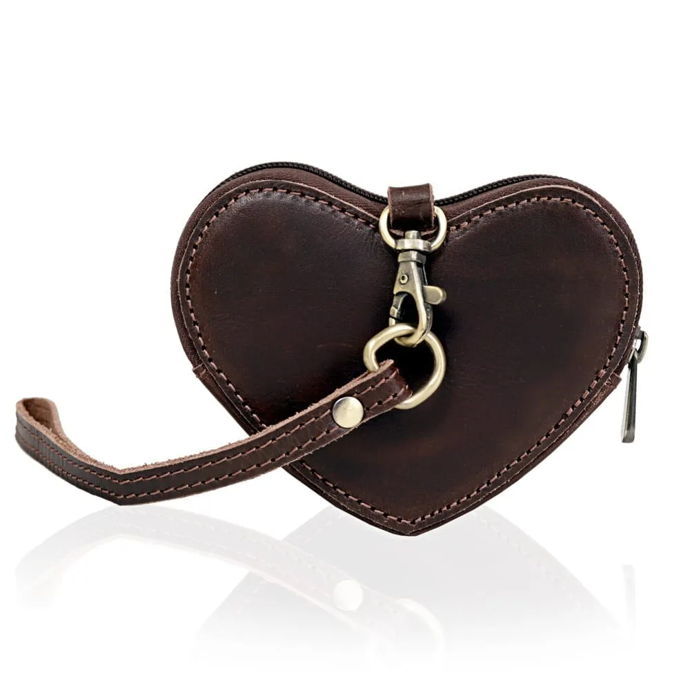 Full Grain Leather Heart Wristlet