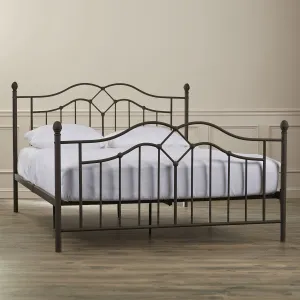 Full size Modern Classic Metal Bed Frame in Brushed Bronze Finish with Headboard and Footboard