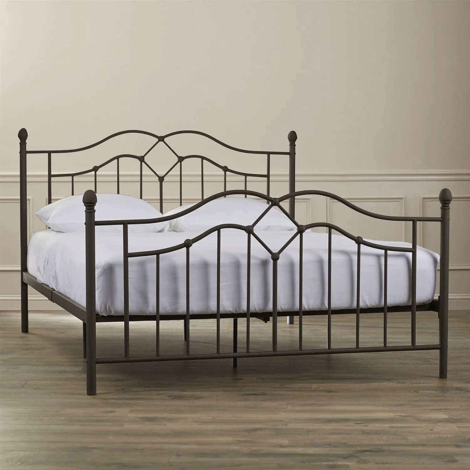 Full size Modern Classic Metal Bed Frame in Brushed Bronze Finish with Headboard and Footboard