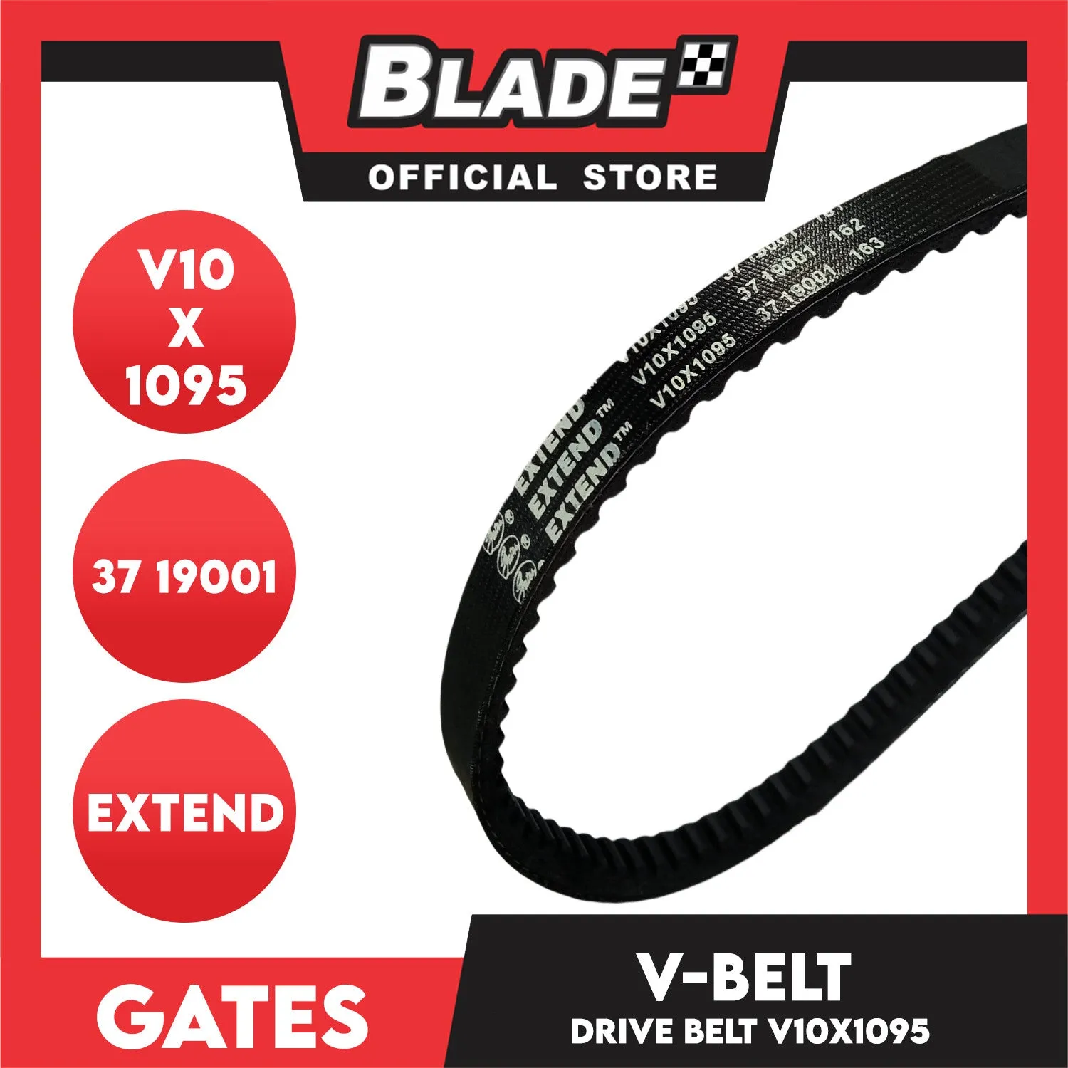 Gates Automotive Drive V-Belt Extend Fan Belt V10X1095