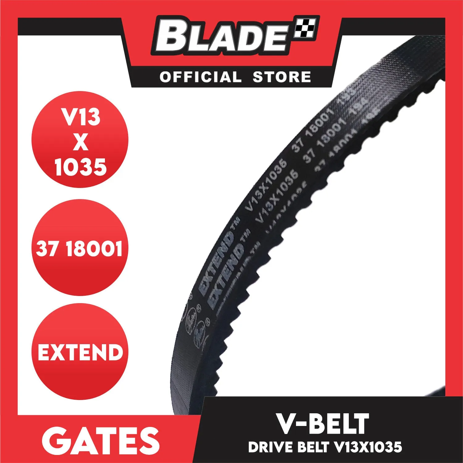 Gates Automotive Drive V-Belt Fan Belt Extend V13X1035 For Toyota