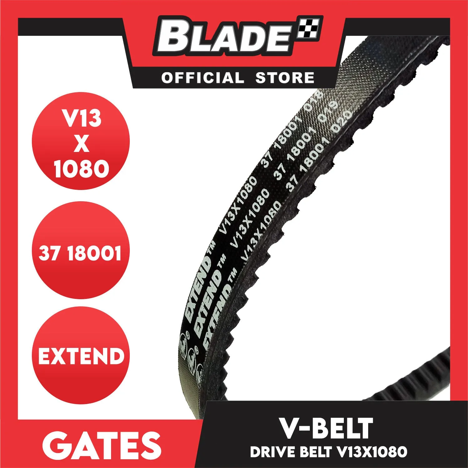 Gates Automotive Drive V-Belt Fan Belt Extend V13X1100