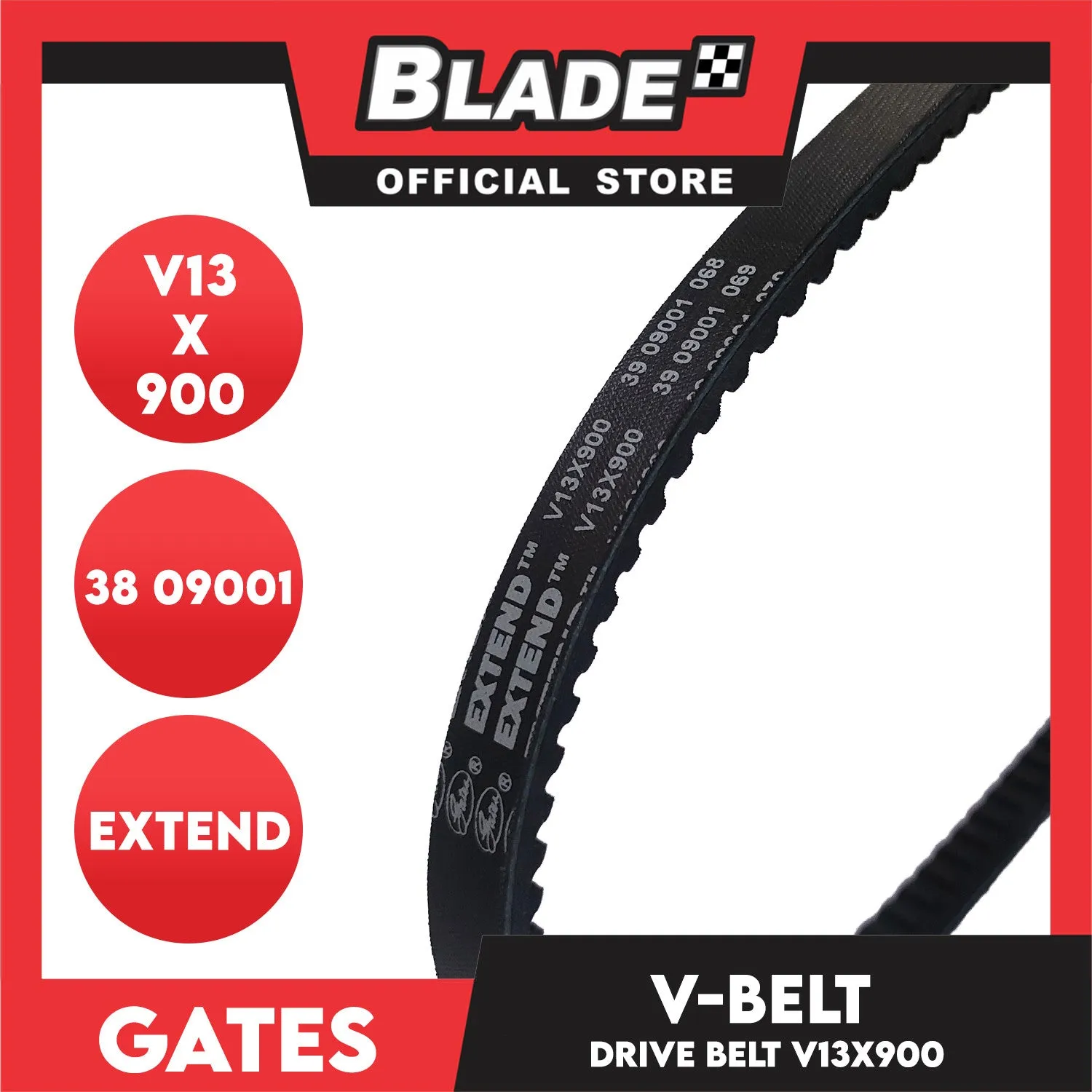 Gates Automotive Drive V-Belt Fan Belt Extend V13X900