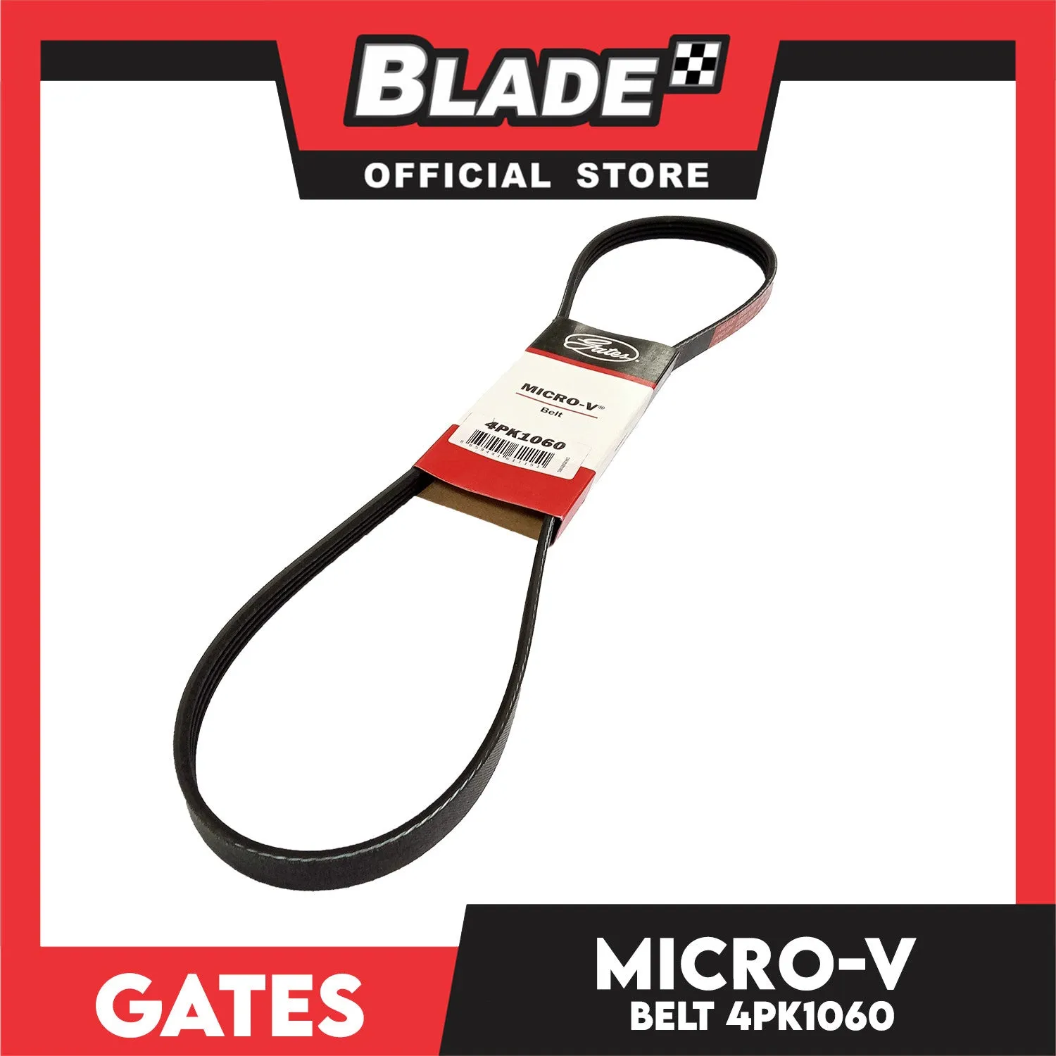Gates Automotive Micro-V Fan Belt 4PK1060 For Chevrolet, Honda, Hyundai and Kia