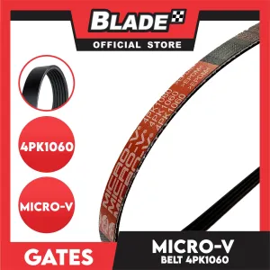 Gates Automotive Micro-V Fan Belt 4PK1060 For Chevrolet, Honda, Hyundai and Kia