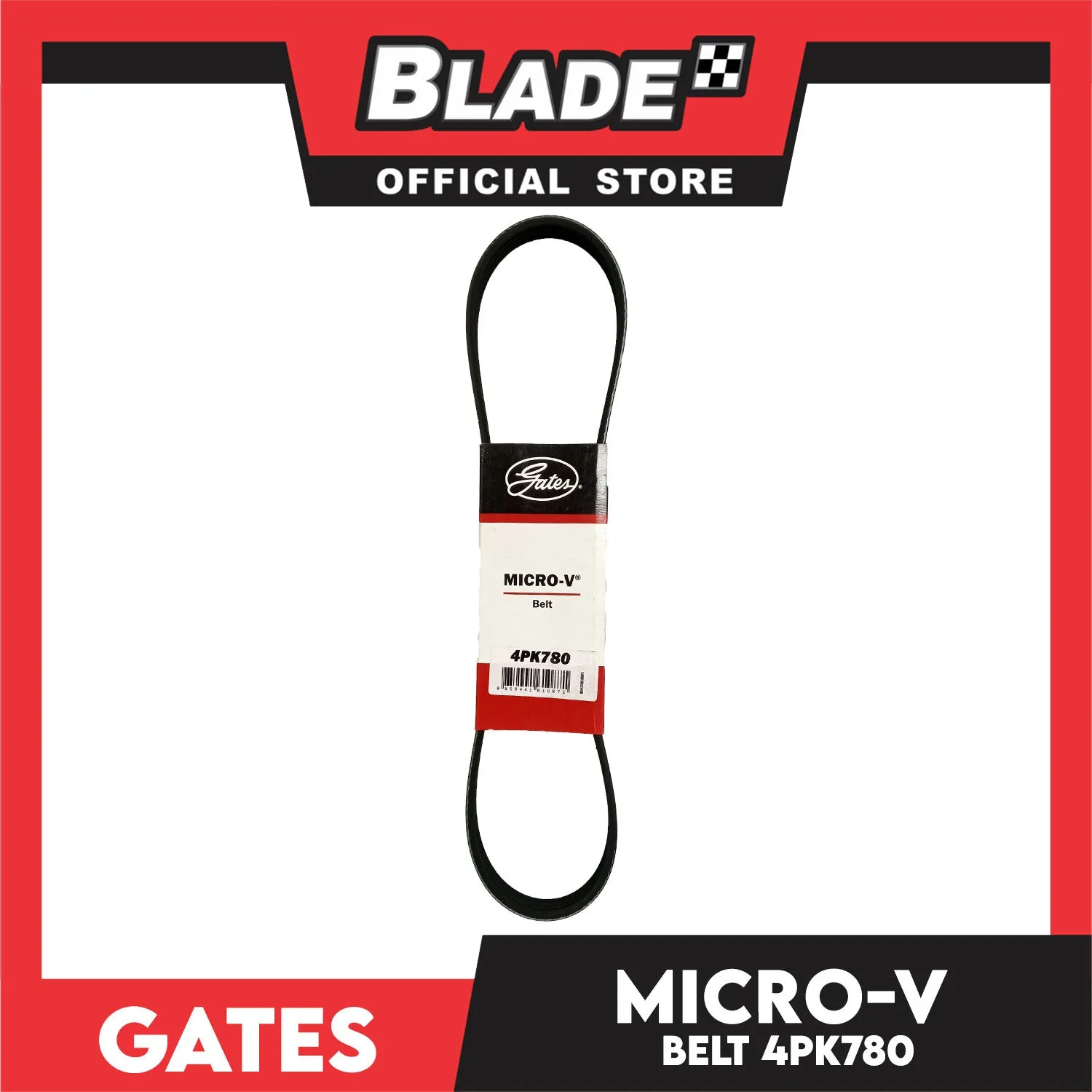 Gates Automotive Micro-V Fan Belt 4PK780 For Honda, Kia, Mazda, Mitsubishi and Toyota