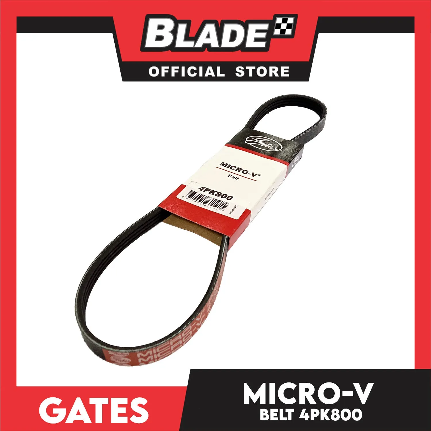 Gates Automotive Micro-V Fan Belt 4PK800 For Honda, Isuzu, Suzuki and Toyota