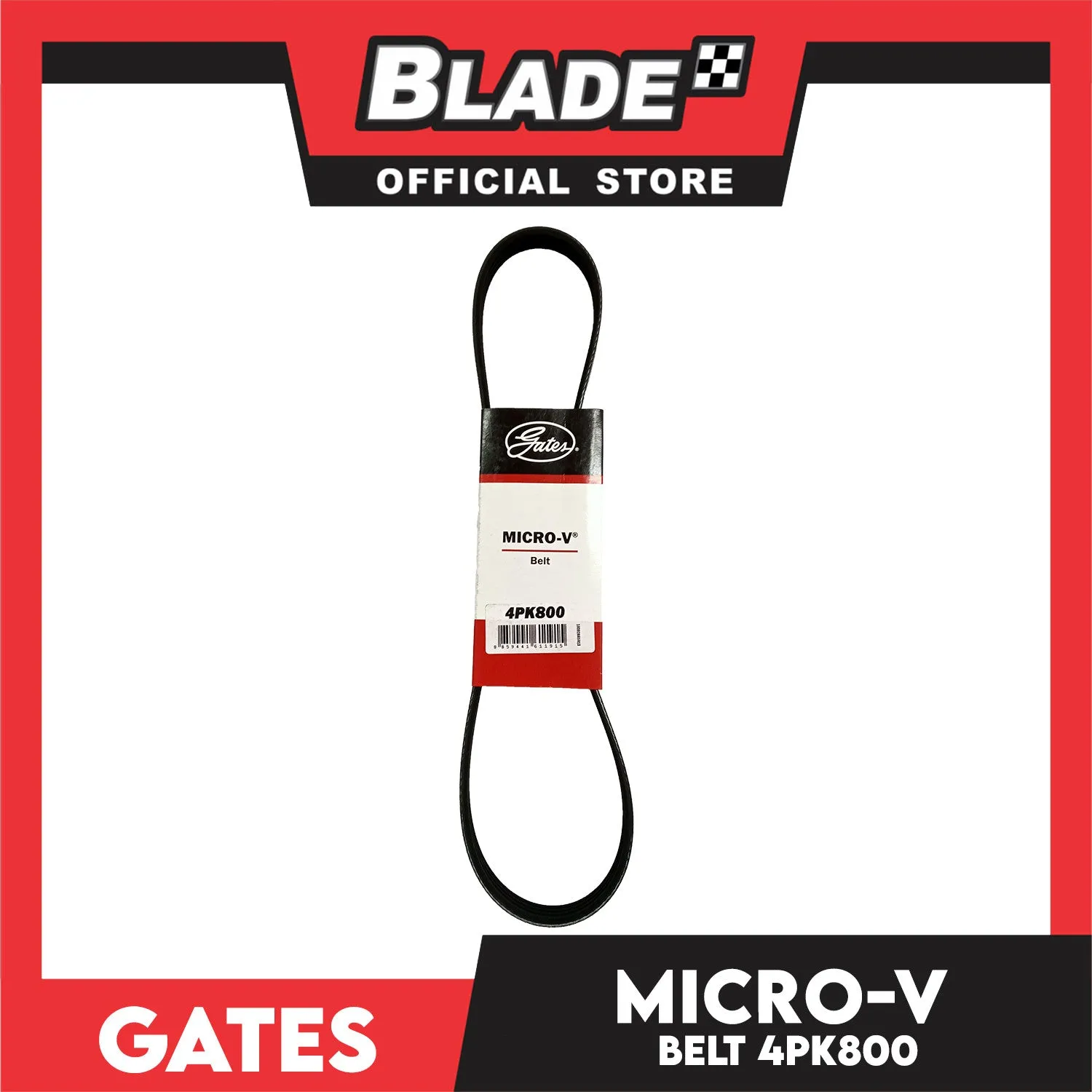 Gates Automotive Micro-V Fan Belt 4PK800 For Honda, Isuzu, Suzuki and Toyota