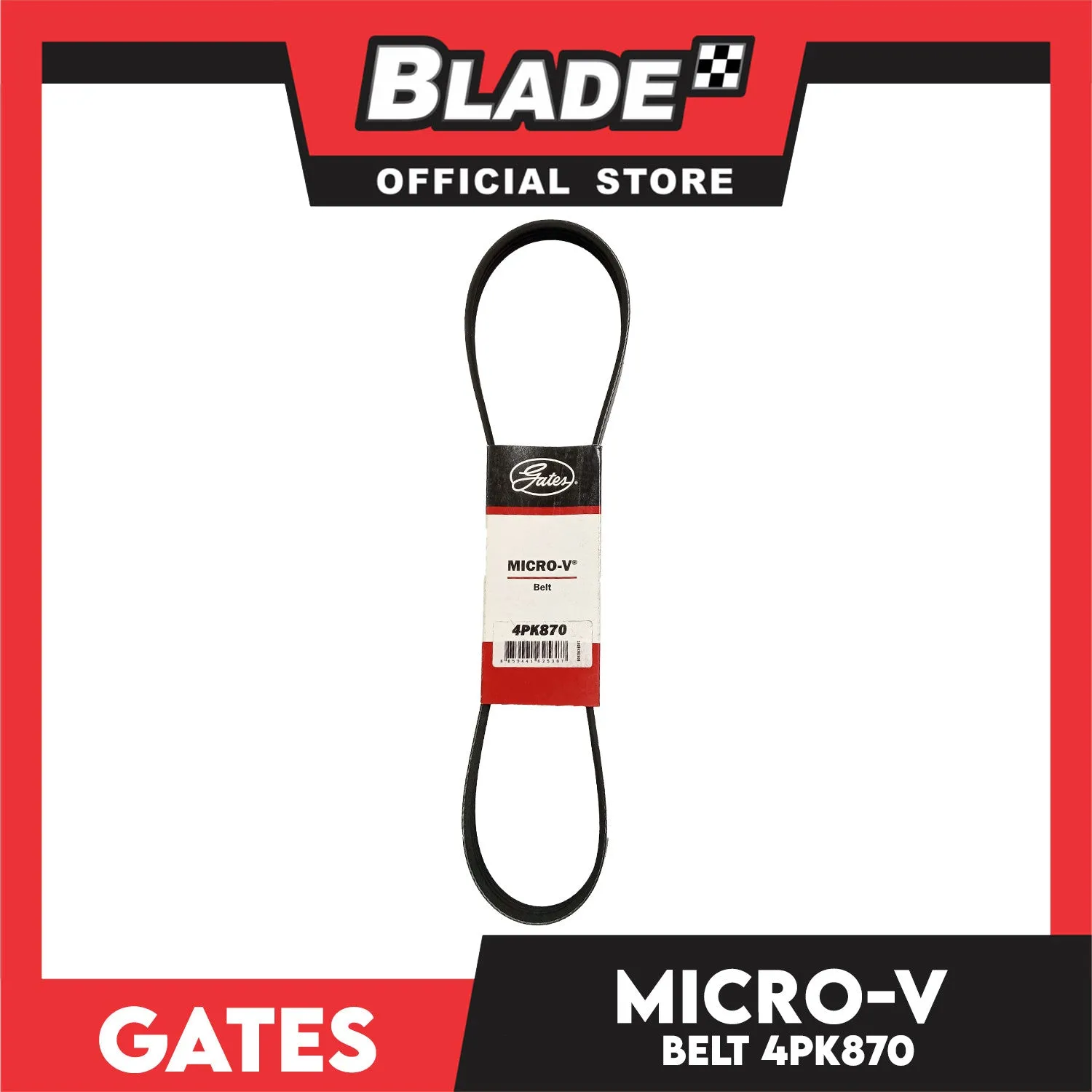 Gates Automotive Micro-V Fan Belt 4PK870 For Honda, Hyundai, and Mitsubishi
