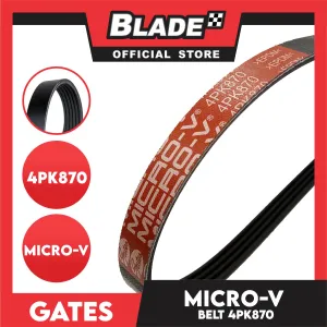 Gates Automotive Micro-V Fan Belt 4PK870 For Honda, Hyundai, and Mitsubishi