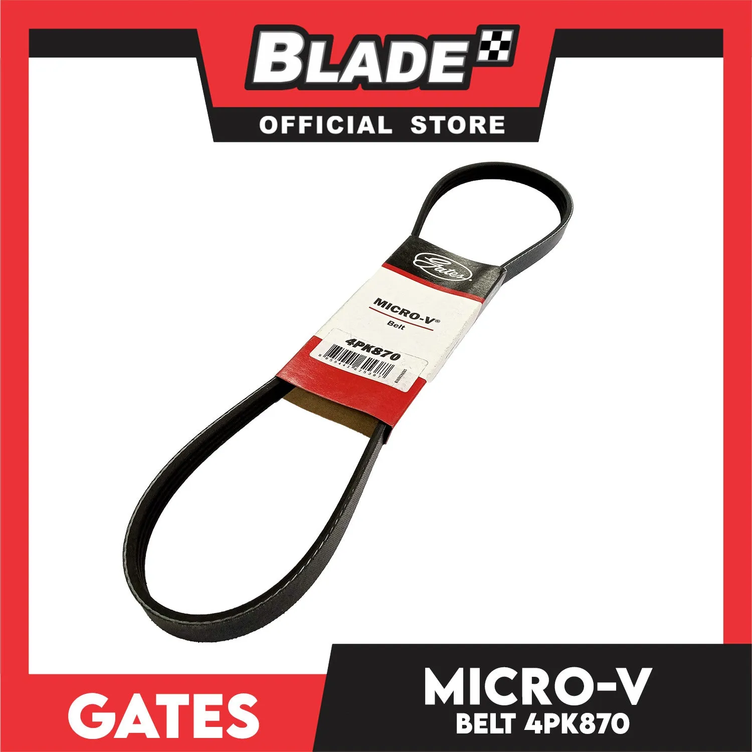 Gates Automotive Micro-V Fan Belt 4PK870 For Honda, Hyundai, and Mitsubishi