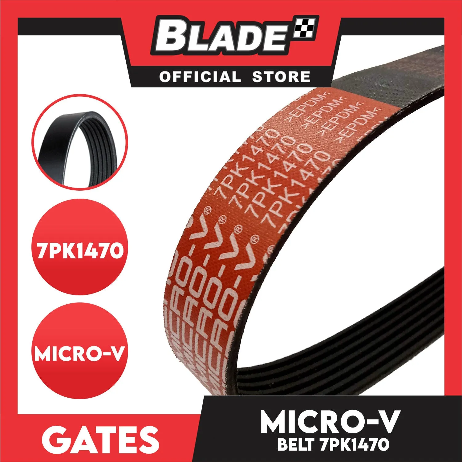 Gates Automotive Micro-V Fan Belt 7PK1470 KO70579 for Toyota