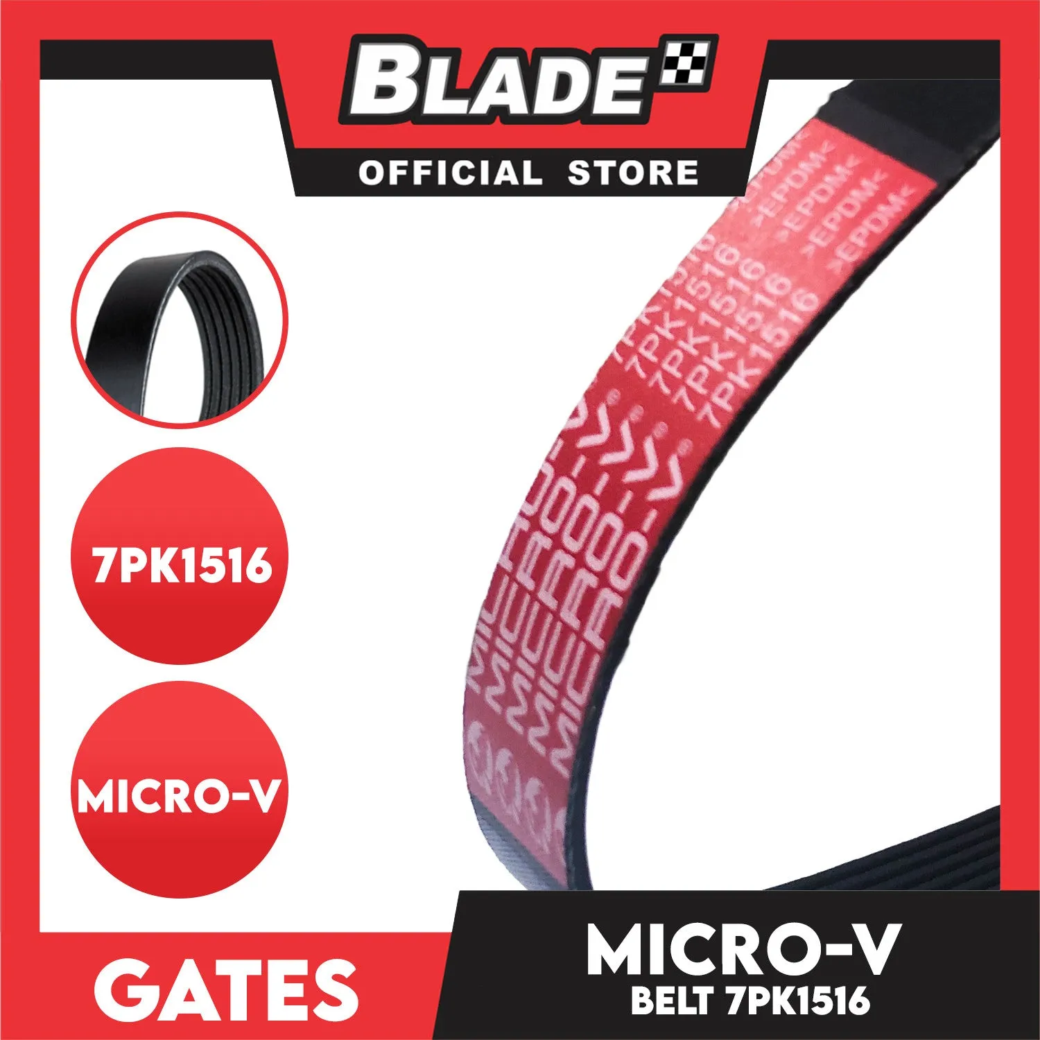 Gates Automotive Micro-V Fan Belt 7PK1516 for Toyota